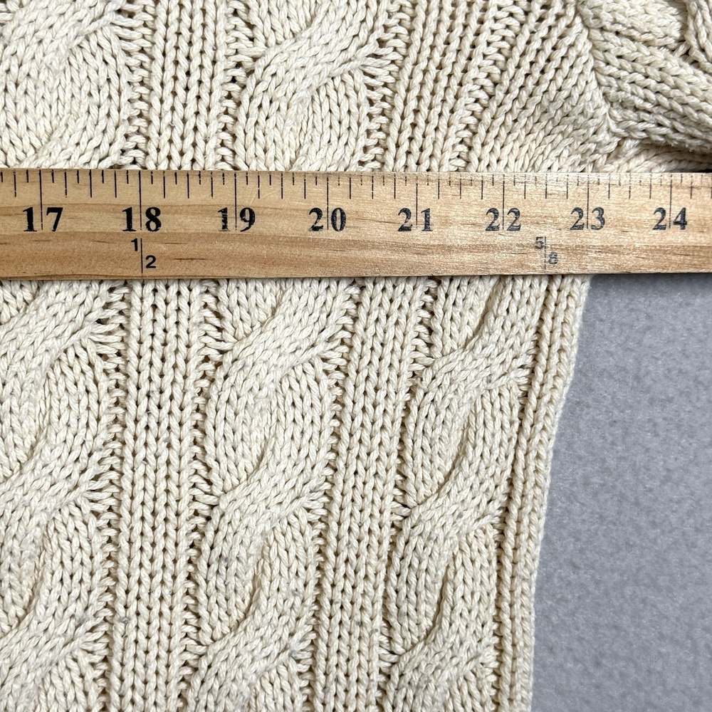 Vintage Polo Ralph Lauren Cricket Sweater Mens L XL Cable Knit Tennis 90s Cream - Picture 10 of 12